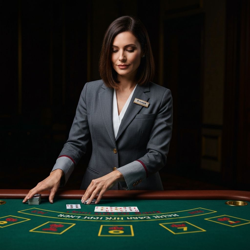 Croupier profissional em casino ao vivo