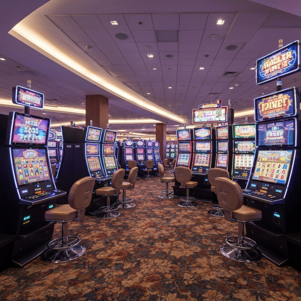 Máquinas de slot coloridas em cassino